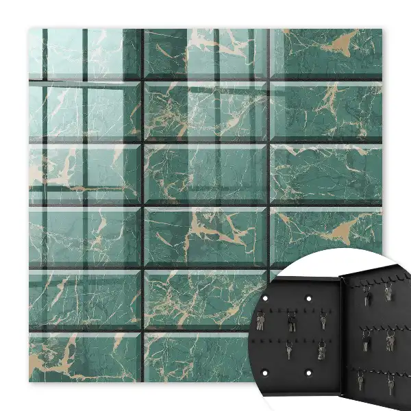 Key box for home Green marble tiles