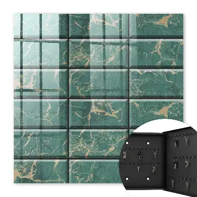 Key box for home Green marble tiles