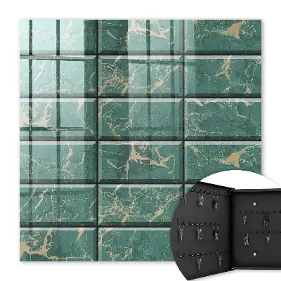 Key box for home Green marble tiles
