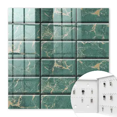Key box for home Green marble tiles