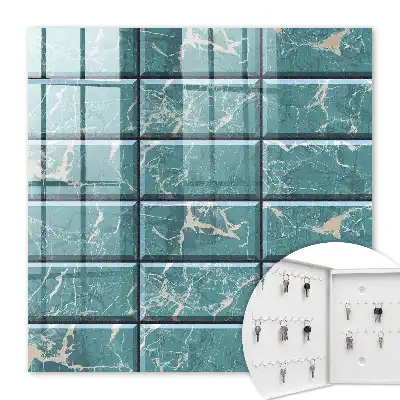 Decorative key box Turquoise marble tiles