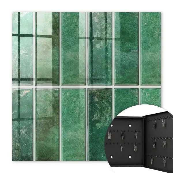 Decorative key box Green pattern of elegant rectangles