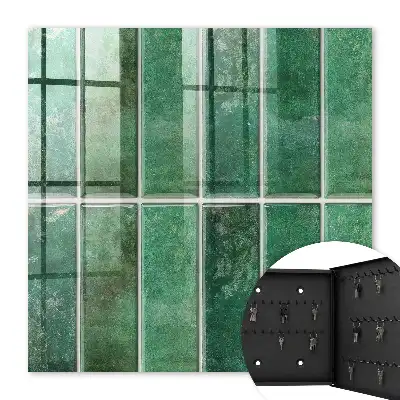 Decorative key box Green pattern of elegant rectangles