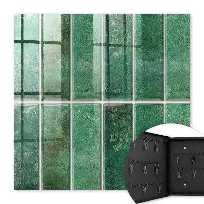 Decorative key box Green pattern of elegant rectangles