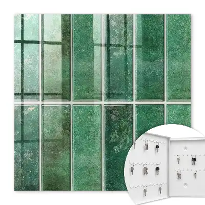 Decorative key box Green pattern of elegant rectangles