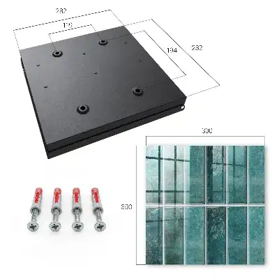 Wall mounted key cabinet Turquoise tiles enrich the space