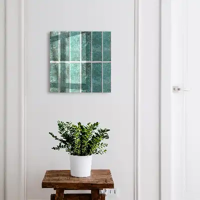 Wall mounted key cabinet Turquoise tiles enrich the space