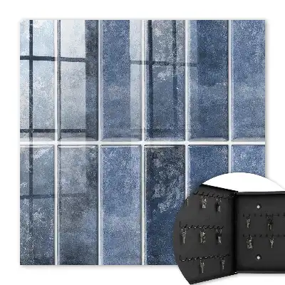 Key box for home Blue tiles in a geometric arrangement