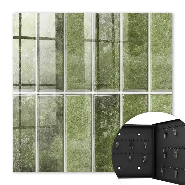 Decorative key box Green tiles in various shades