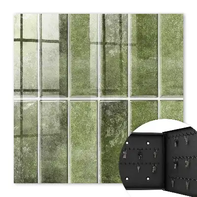 Decorative key box Green tiles in various shades