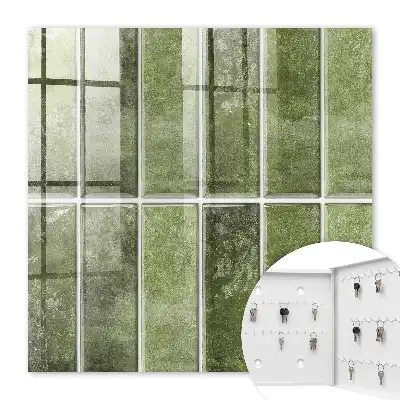 Decorative key box Green tiles in various shades