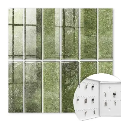 Decorative key box Green tiles in various shades