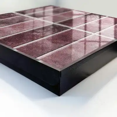 Wall mounted key cabinet Burgundy tiles with an elegant texture