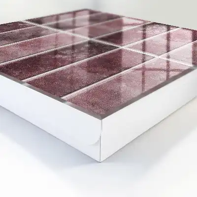 Wall mounted key cabinet Burgundy tiles with an elegant texture