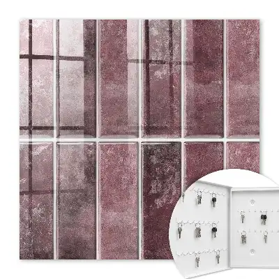 Wall mounted key cabinet Burgundy tiles with an elegant texture