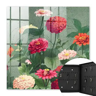 Decorative key box A blooming garden surrounded by greenery