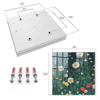 Key cabinet Flower meadow navy blue background