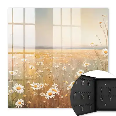Wall mounted key box The flower meadow of daisies calms down