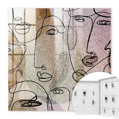 Decorative key box Line art in pastel colors