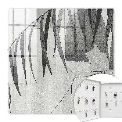 Key box for home Gray leaves with leaves