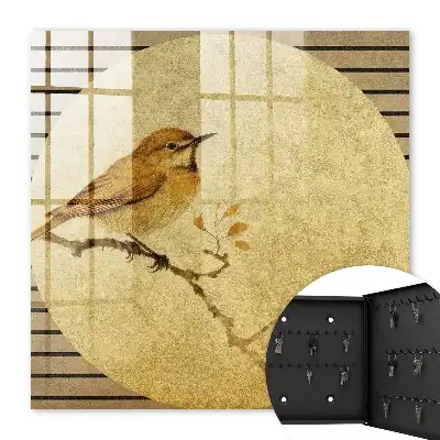 Decorative key box Cream colored bird