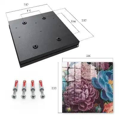 Wall mounted key box Colorful flowers on a black background
