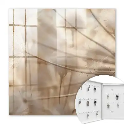 Key box for home Beige dandelions in shades of beige