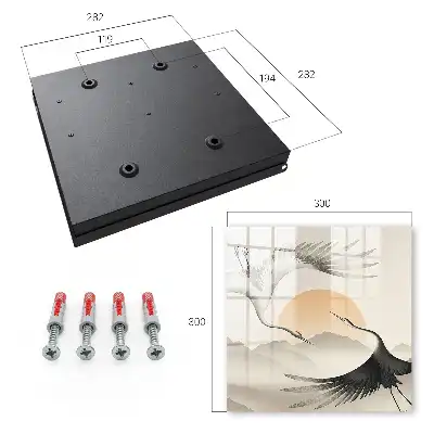 Decorative key box Japanese cranes against the backdrop of the rising sun