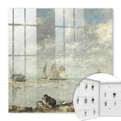 Key cabinet Sailboats with shore figures