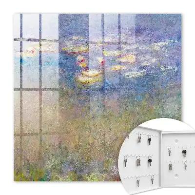 Wall mounted key cabinet Lilies in the background