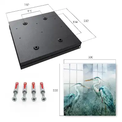 Wall mounted key cabinet Watercolor herons surrounded by greenery