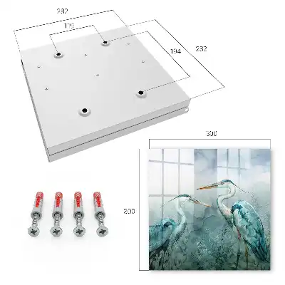 Wall mounted key cabinet Watercolor herons surrounded by greenery
