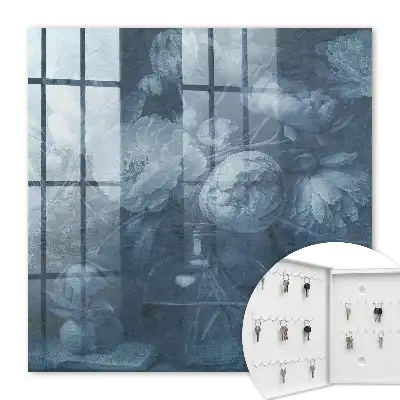 Key box for home Flowers in a vase in cool tones