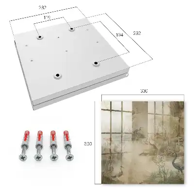 Wall mounted key cabinet Idyllic nature with birds and vegetation