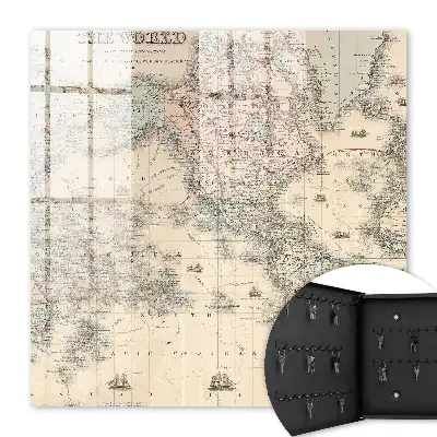 Key box for home World map with continents and ships