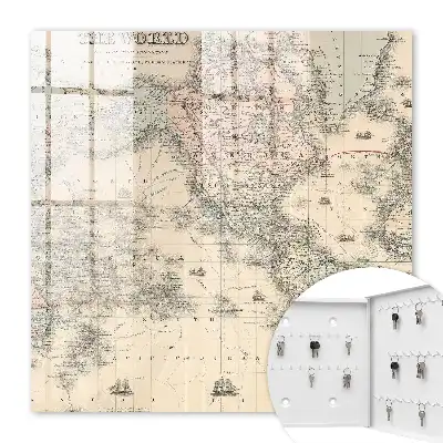 Key box for home World map with continents and ships