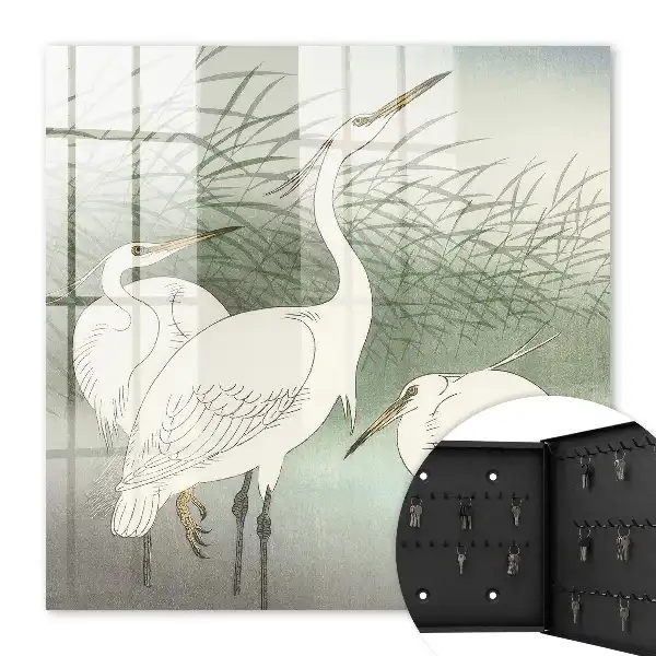 Wall mounted key box Herons and delicate grasses