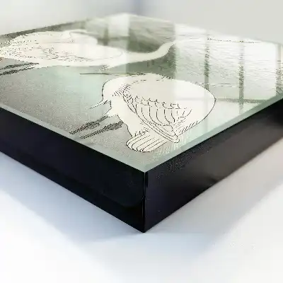 Wall mounted key box Herons and delicate grasses