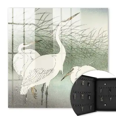 Wall mounted key box Herons and delicate grasses