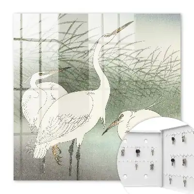 Wall mounted key box Herons and delicate grasses
