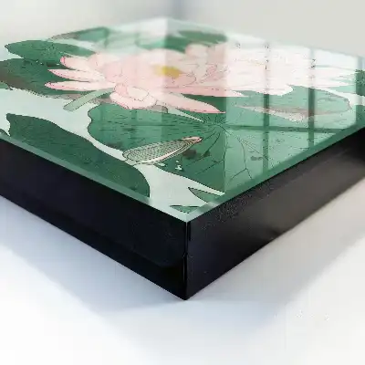 Wall mounted key cabinet Green leaf water lilies