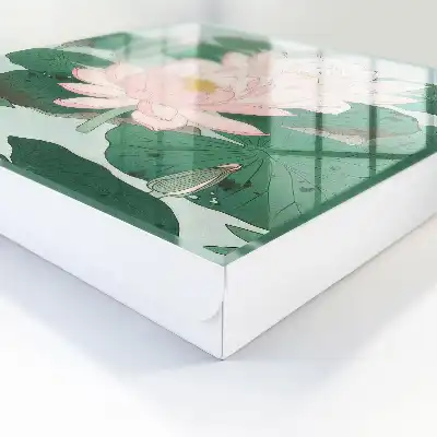 Wall mounted key cabinet Green leaf water lilies