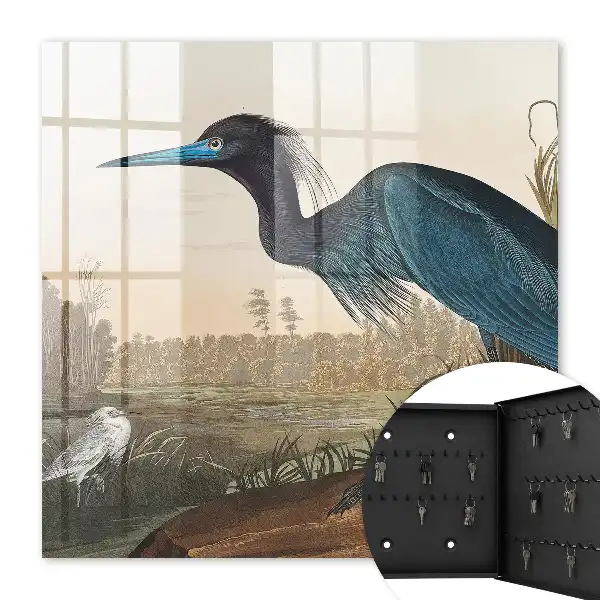 Wall mounted key box An exotic bird full of vegetation