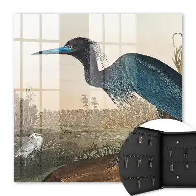 Wall mounted key box An exotic bird full of vegetation