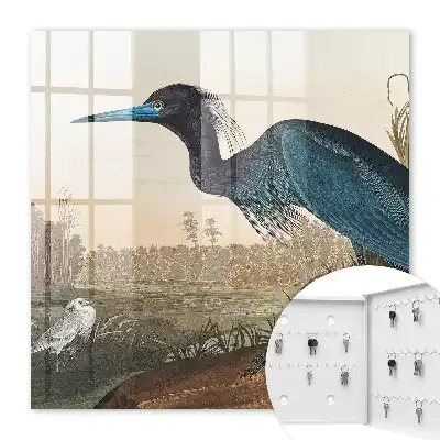 Wall mounted key box An exotic bird full of vegetation