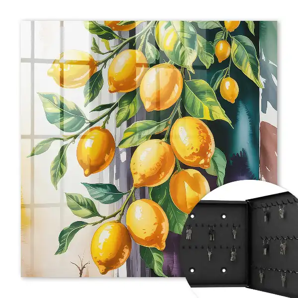 Decorative key box Lemon charm with green leaves