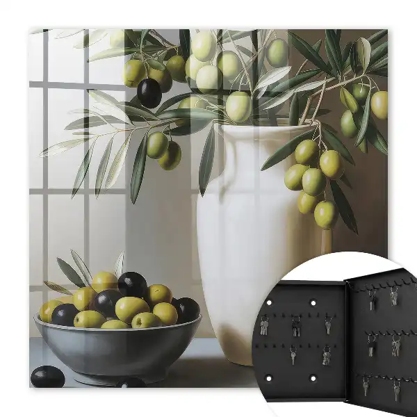 Decorative key box Olive nature contrasting with white