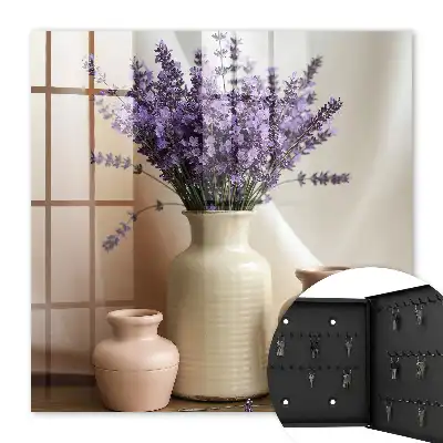 Wall mounted key cabinet Flowers in a cream vase