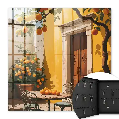 Wall mounted key cabinet Orange metal patio with chairs