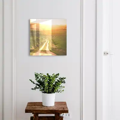 Wall mounted key cabinet A picturesque landscape with green fields